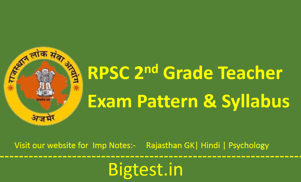 RPSC 2nd Grade Teacher Syllabus 2022