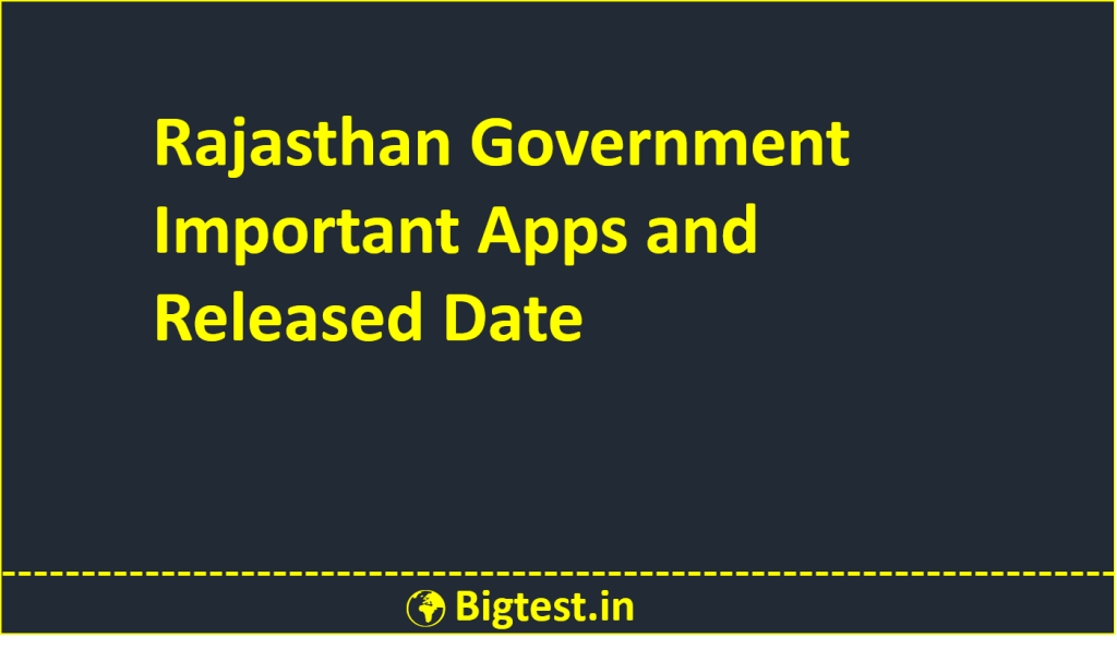Rajasthan Government Important Apps and Released Date