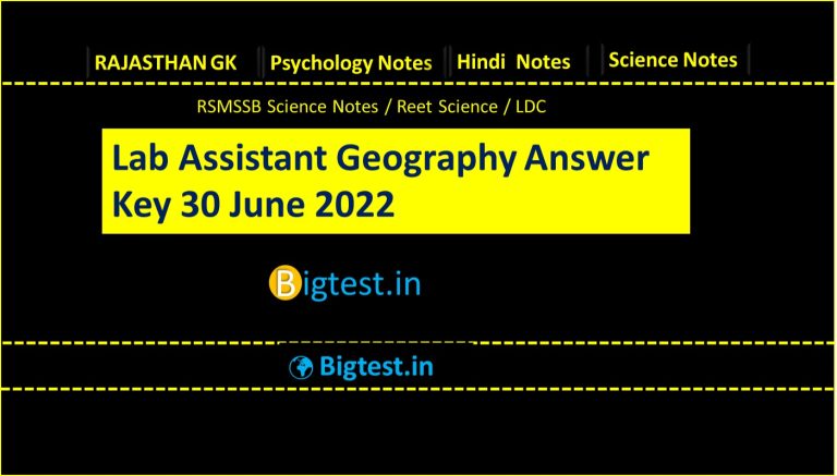 Lab Assistant Geography Notes.pdf Lab Assistant Geography Answer Key 30 June 2022 - Rajasthangyan.in