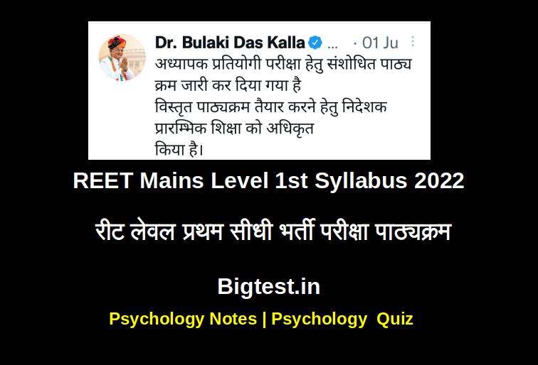 Reet Mains level 1st Syllabus 2022
