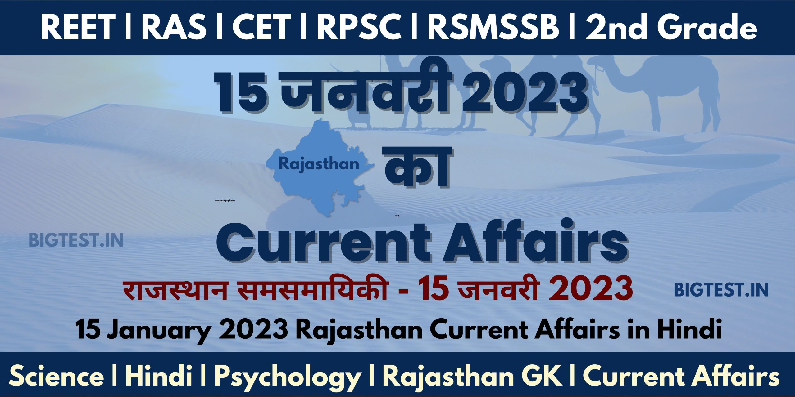 15 January 2023 Rajasthan Current Affairs in Hindi - Rajasthangyan.in
