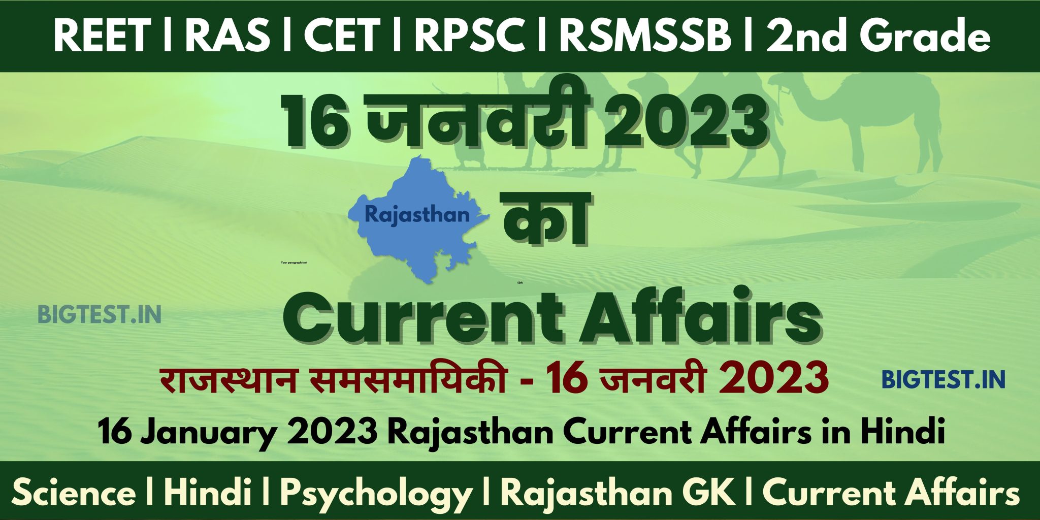 16 January 2023 Rajasthan Current Affairs in Hindi - Rajasthangyan.in