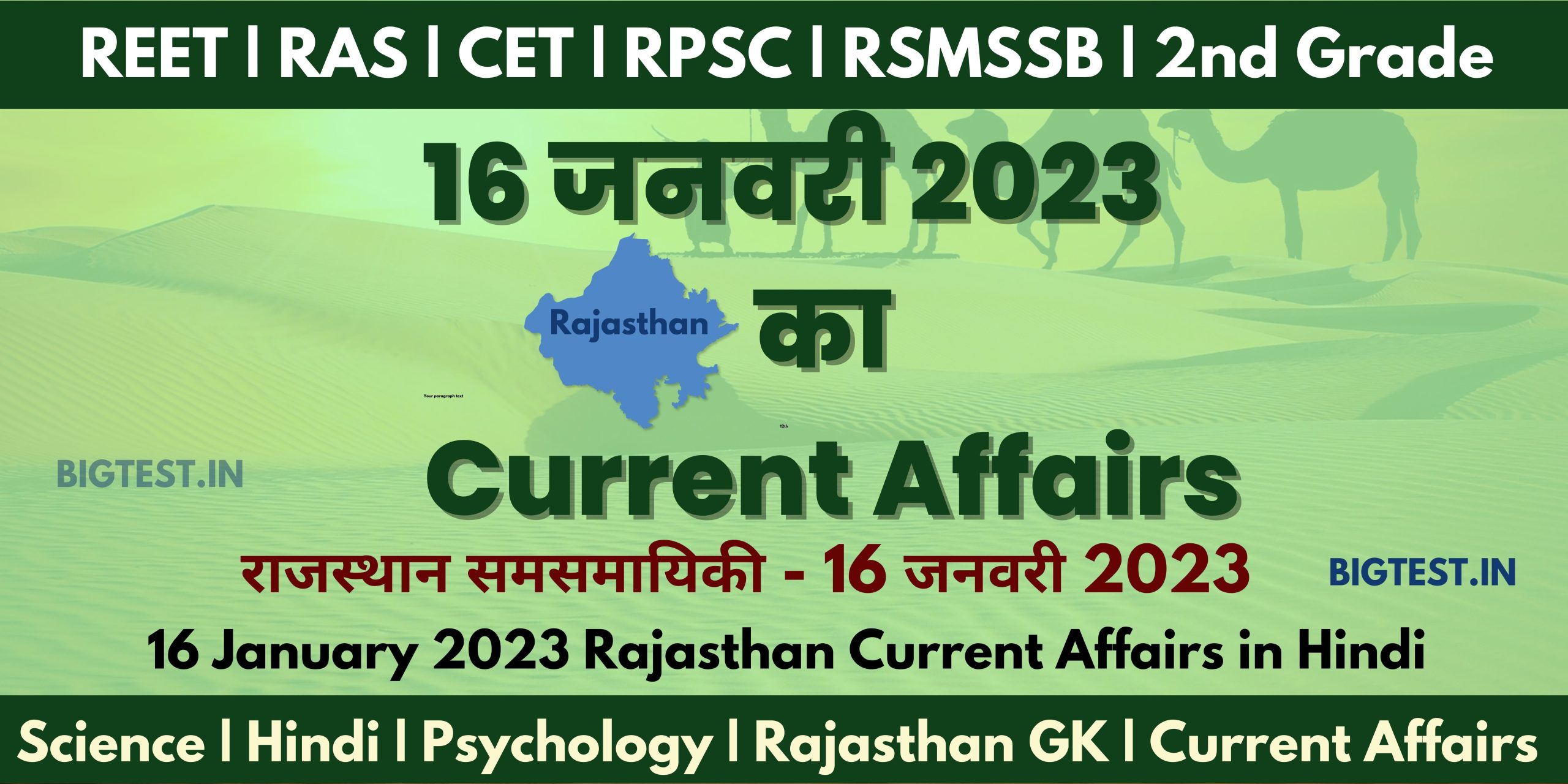 16 January 2023 Rajasthan Current Affairs in Hindi - Rajasthangyan.in