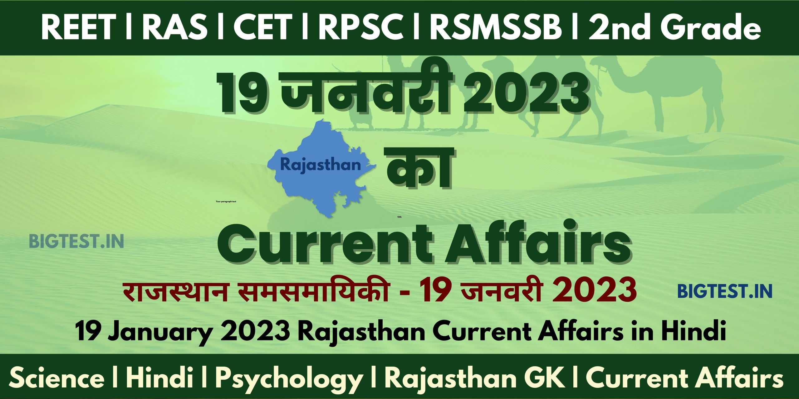 19 January 2023 Rajasthan Current Affairs in Hindi - Rajasthangyan.in