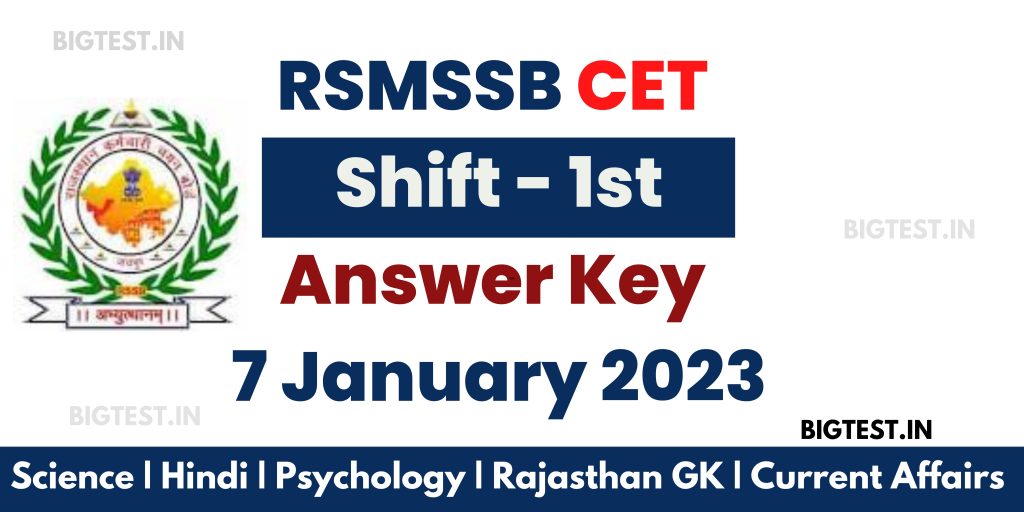 CET Answer Key 1st Shift 7 January 2023