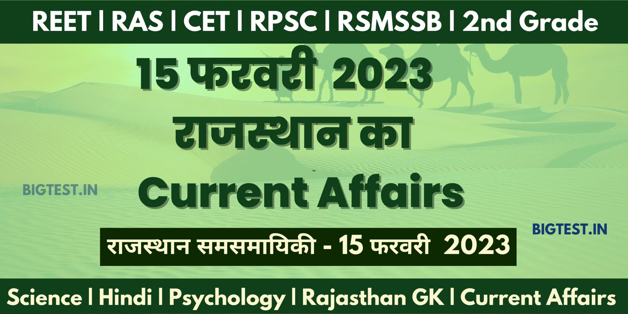 15 February 2023 Rajasthan Current Affairs in Hindi - Rajasthangyan.in