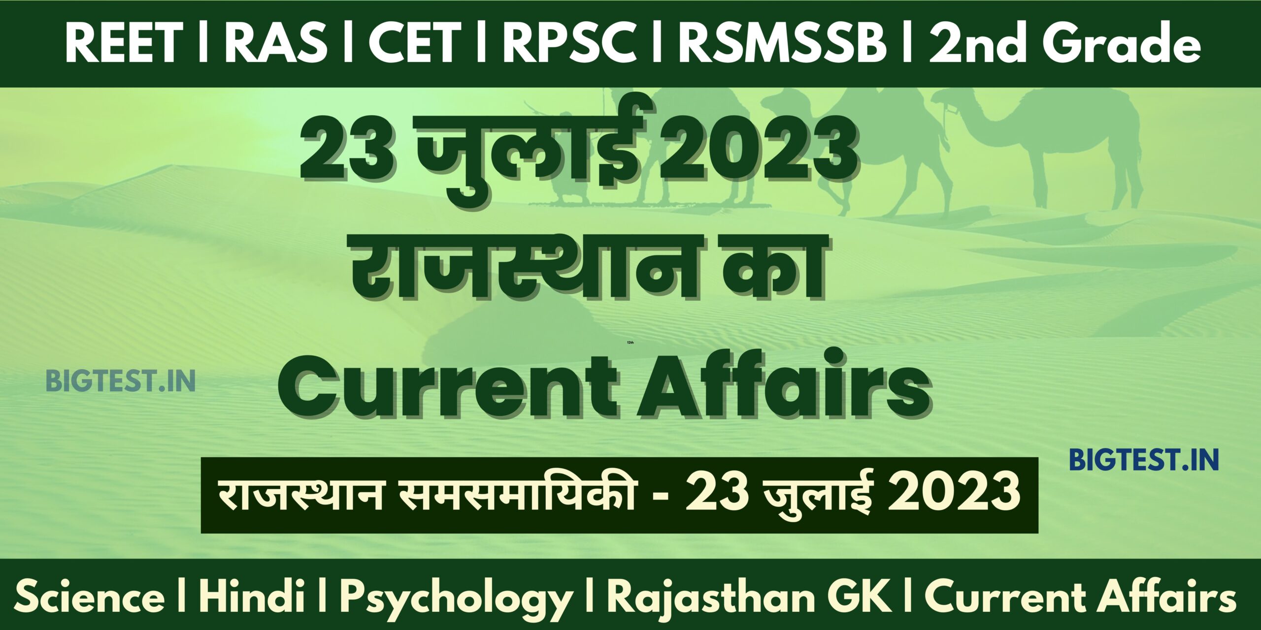 23 July 2023 Rajasthan Current Affairs in Hindi - Rajasthangyan.in