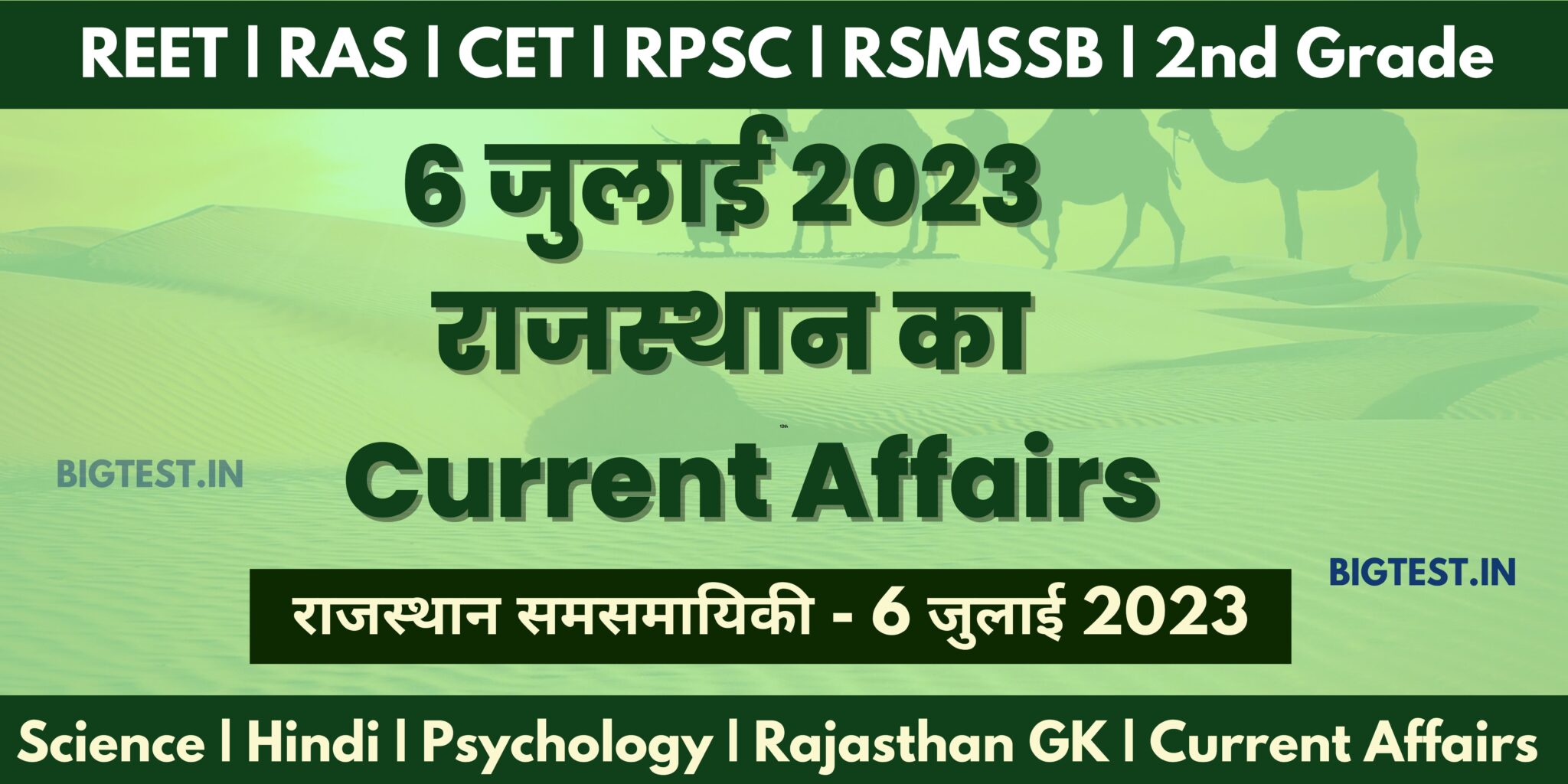 6 July 2023 Rajasthan Current Affairs in Hindi - Rajasthangyan.in