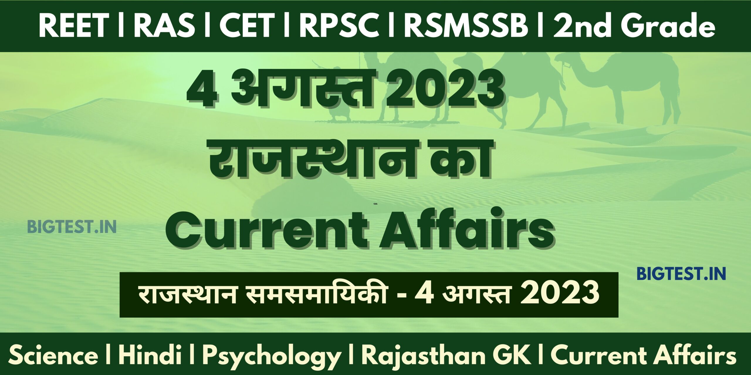 4 August 2023 Rajasthan Current Affairs in Hindi - Rajasthangyan.in
