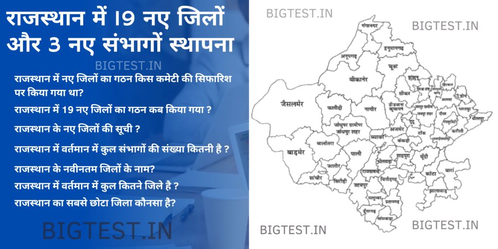 New Districts and Divisions in Rajasthan