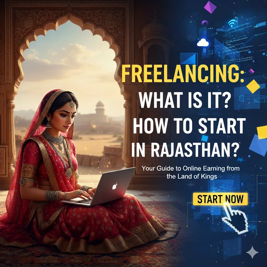 Freelancing Kya Ha | a scene created by AI to represent freelancing in Rajasthan